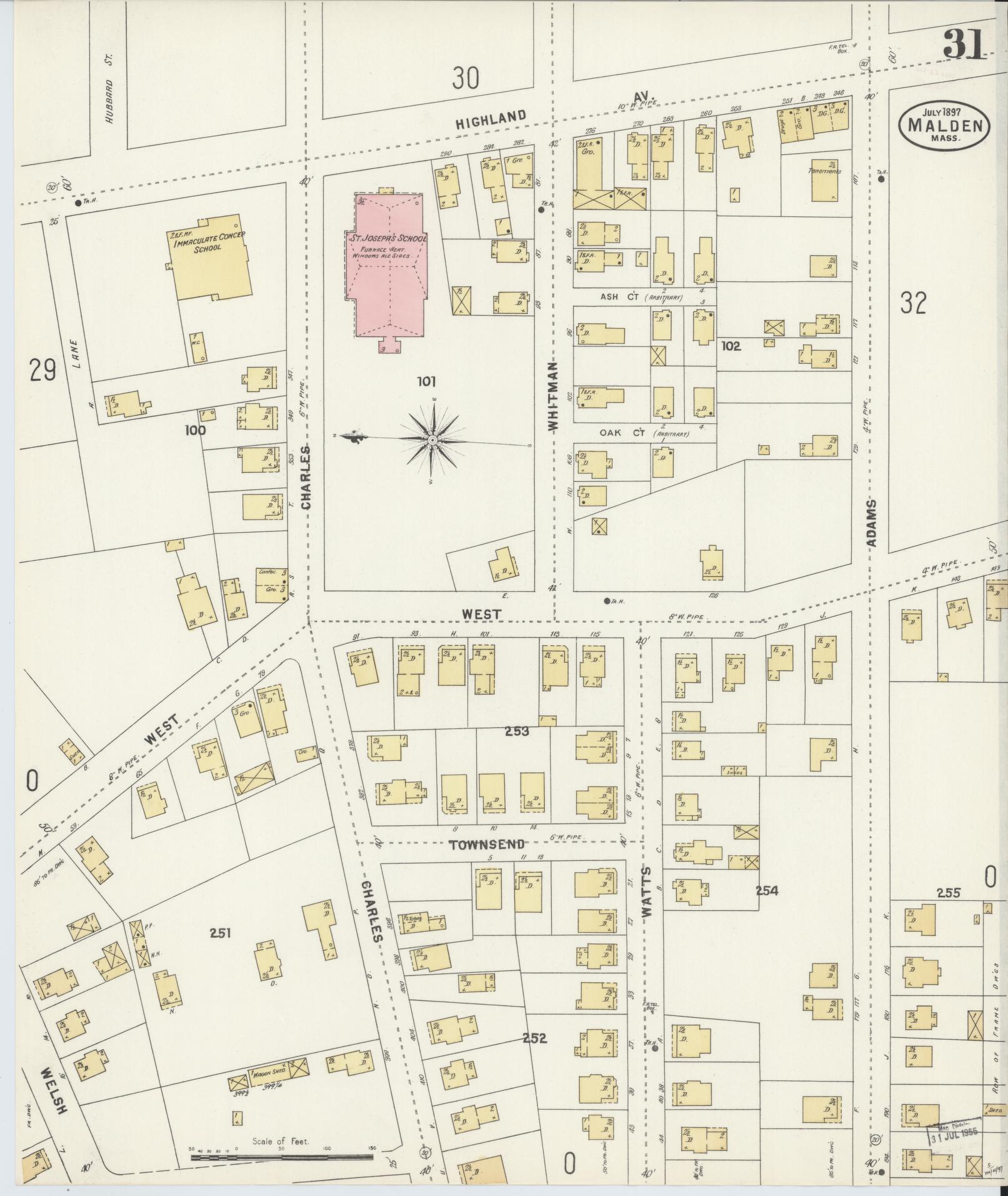Sanborn Fire Insurance Map from Malden, Middlesex County, Massachusetts (1897), Sheet #0031 - Complete Map Set gallery image, historic Sanborn map, vintage wall art, Massachusetts Massachusetts