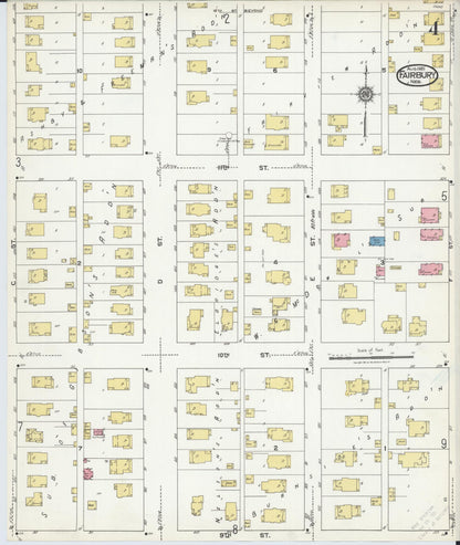 Sanborn Fire Insurance Map from Fairbury, Jefferson County, Nebraska (1921), Sheet #0004 - Complete Map Set gallery image, historic Sanborn map, vintage wall art, Nebraska Nebraska