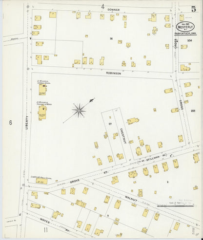 Sanborn Fire Insurance Map from Westerly, Washington County, Rhode Island (1907), Sheet #0005 - Complete Map Set gallery image, historic Sanborn map, vintage wall art, Rhode Island Rhode Island