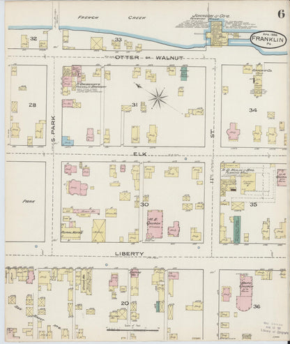 Sanborn Fire Insurance Map from Franklin, Venango County, Pennsylvania (1888), Sheet #0006 - Complete Map Set gallery image, historic Sanborn map, vintage wall art, Pennsylvania Pennsylvania