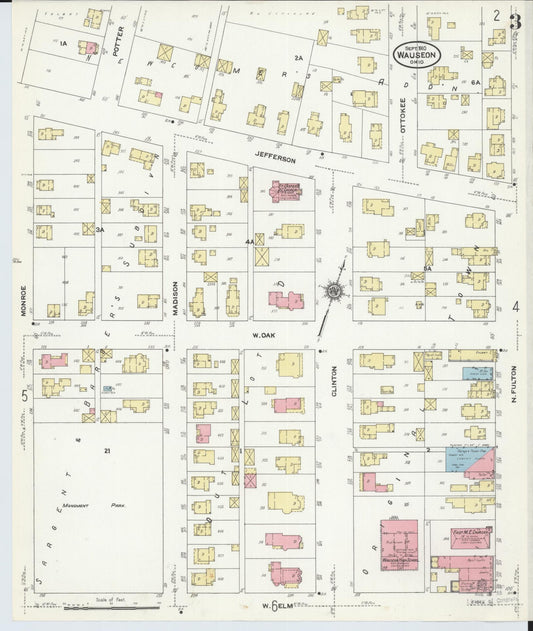 Sanborn Fire Insurance Map from Wauseon, Fulton County, Ohio (1910), Sheet #0003 - Historic Sanborn Fire Insurance Map Print, vintage old map wall art, antique decor, genealogy gift, Ohio Ohio map