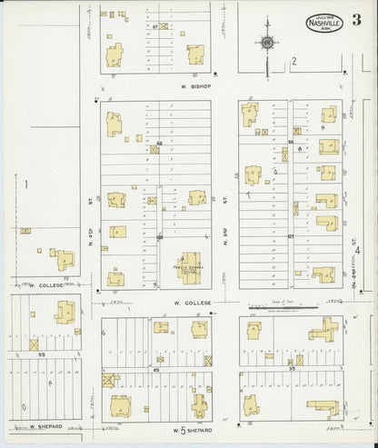 Sanborn Fire Insurance Map from Nashville, Howard County, Arkansas (1919), Sheet #0003 - Complete Map Set gallery image, historic Sanborn map, vintage wall art, Arkansas Arkansas