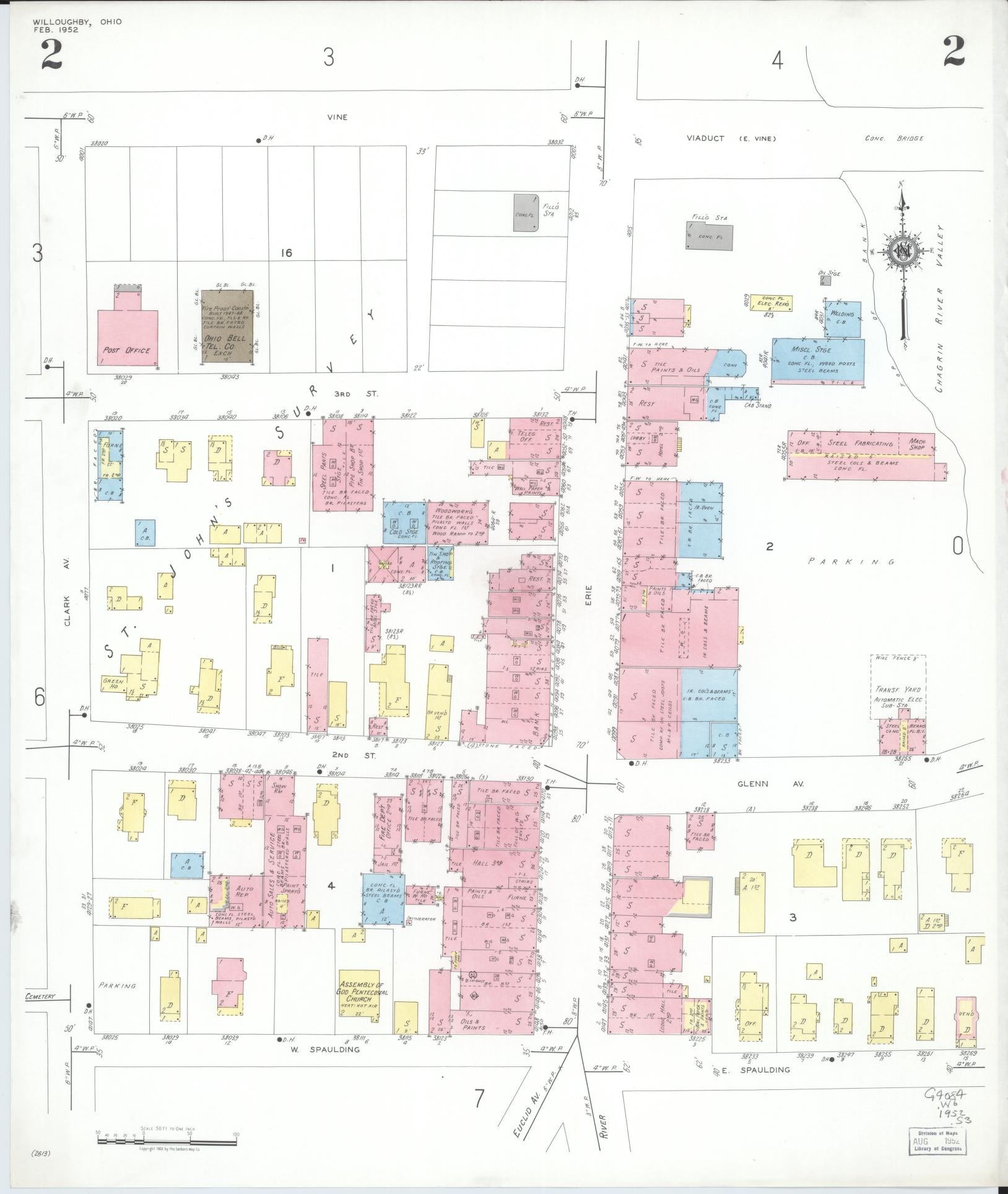 Sanborn Fire Insurance Map from Willoughby, Lake County, Ohio (1952), Sheet #0002 - Complete Map Set gallery image, historic Sanborn map, vintage wall art, Ohio Ohio