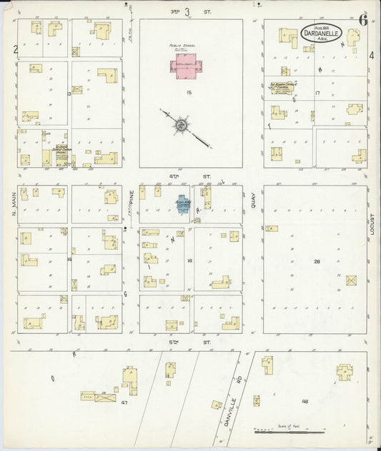 Sanborn Fire Insurance Map from Dardanelle, Yell County, Arkansas (1914), Sheet #0006 - Historic Sanborn Fire Insurance Map Print, vintage old map wall art, antique decor, genealogy gift, Arkansas Arkansas map