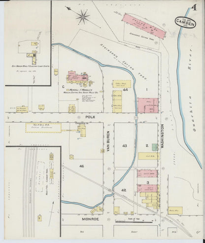 Sanborn Fire Insurance Map from Camden, Ouachita County, Arkansas (1890), Sheet #0004 - Complete Map Set gallery image, historic Sanborn map, vintage wall art, Arkansas Arkansas