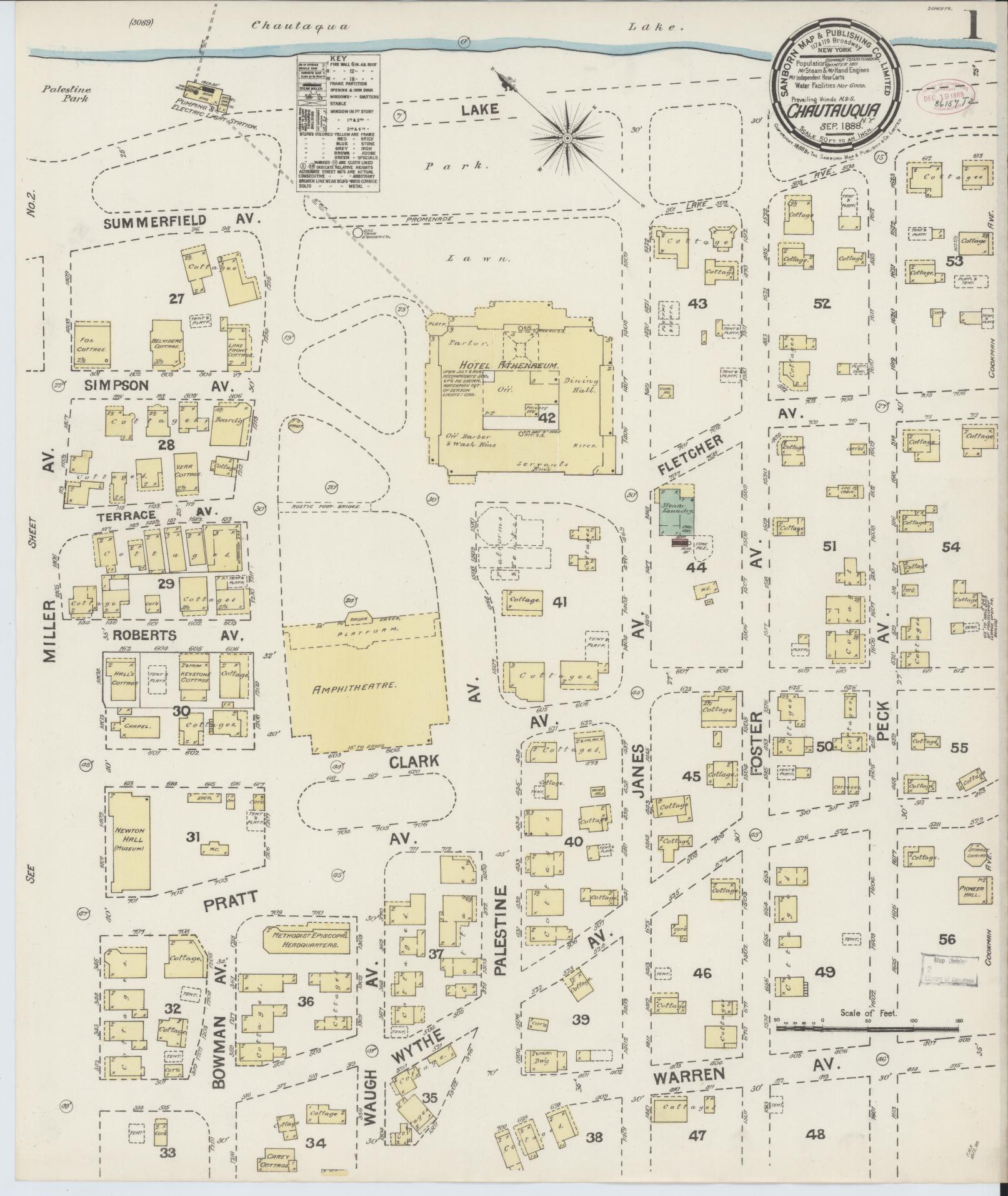 Sanborn Fire Insurance Map from Chautauqua, Chautauqua County, New York. (1888) – Historic Sanborn Fire Insurance Map Print
