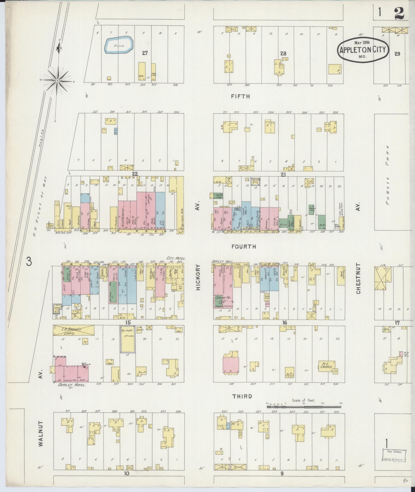 Sanborn Fire Insurance Map from Appleton City, Saint Clair County, Missouri (1896), Sheet #0002 - Historic Sanborn Fire Insurance Map Print, vintage old map wall art, antique decor, genealogy gift, Missouri Missouri map