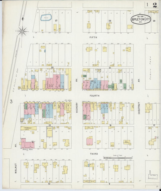 Sanborn Fire Insurance Map from Appleton City, Saint Clair County, Missouri (1896), Sheet #0002 - Historic Sanborn Fire Insurance Map Print, vintage old map wall art, antique decor, genealogy gift, Missouri Missouri map