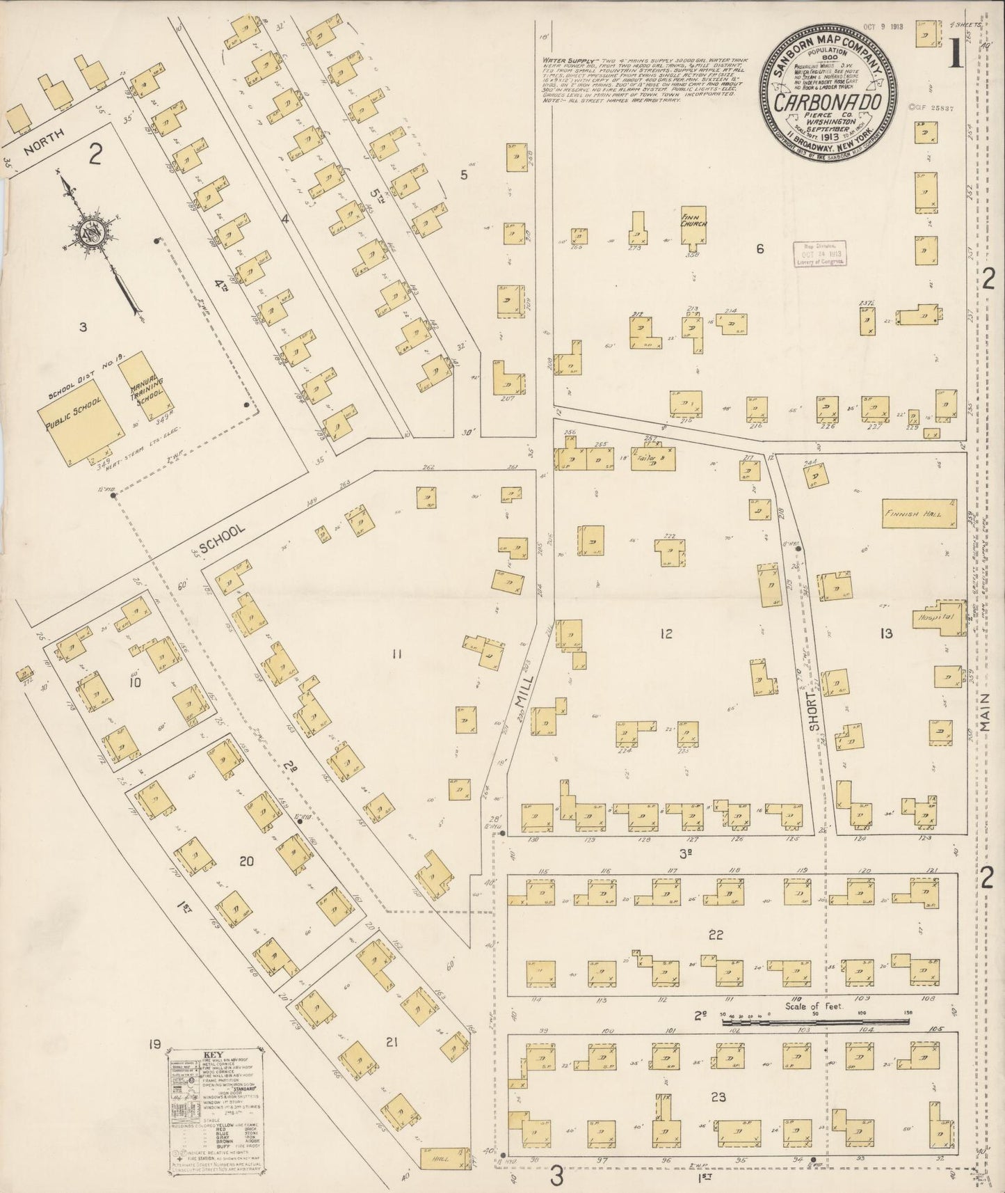 Sanborn Fire Insurance Map from Carbonado, Pierce County, Washington (1913), Sheet #0001 - Complete Map Set gallery image, historic Sanborn map, vintage wall art, Washington Washington