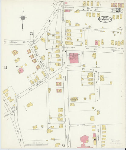 Sanborn Fire Insurance Map from New Brighton, Beaver County, Pennsylvania (1913), Sheet #0021 - Complete Map Set gallery image, historic Sanborn map, vintage wall art, Pennsylvania Pennsylvania