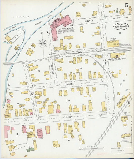Sanborn Fire Insurance Map from Fort Edward, Washington County, New York (1900), Sheet #0005 - Historic Sanborn Fire Insurance Map Print, vintage old map wall art, antique decor, genealogy gift, New York New York map