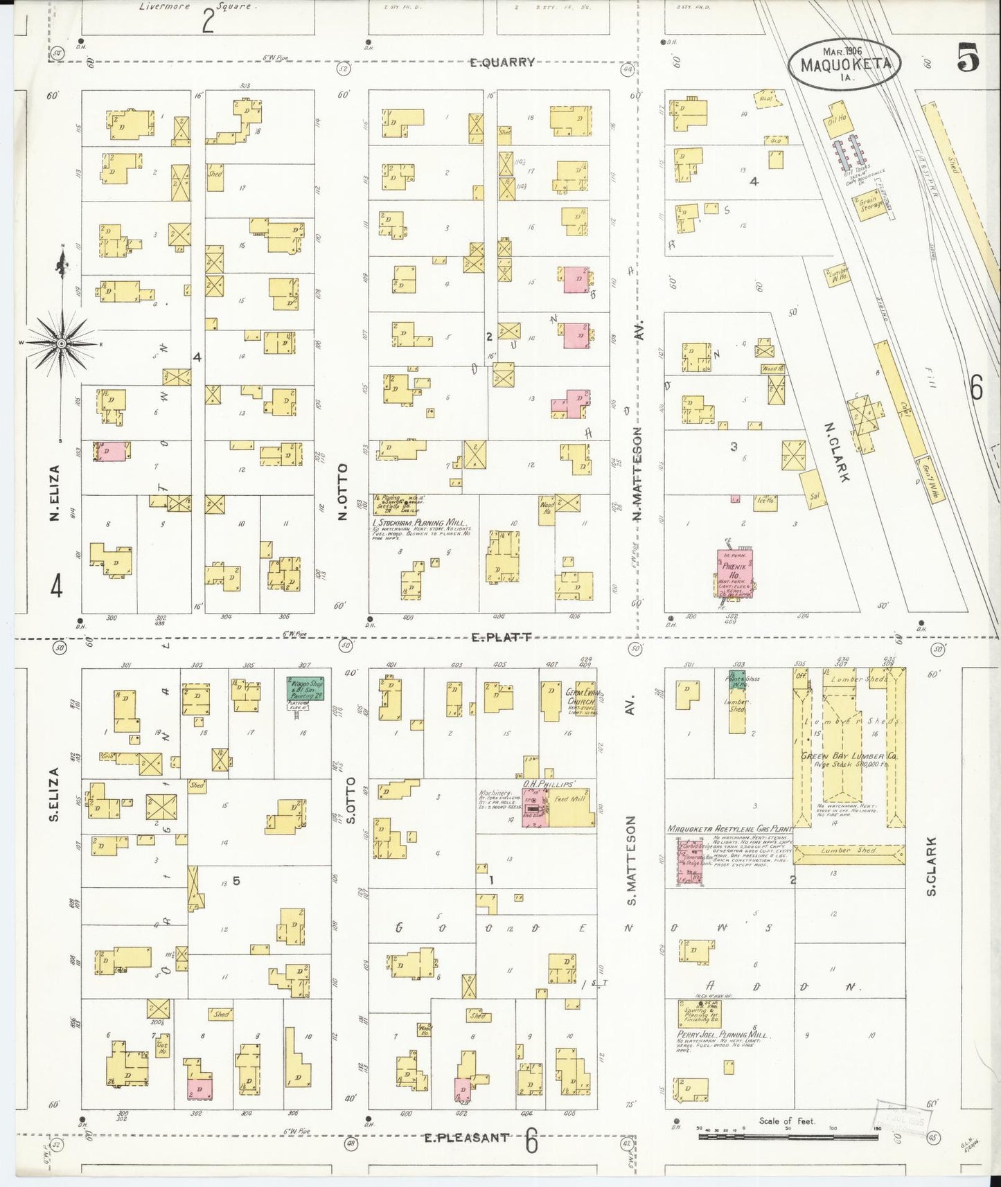 Sanborn Fire Insurance Map from Maquoketa, Jackson County, Iowa (1906), Sheet #0005 - Historic Sanborn Fire Insurance Map Print