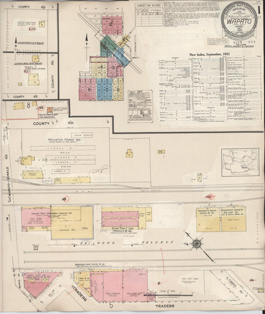 Sanborn Fire Insurance Map from Wapato, Yakima County, Washington (1941), Sheet #0001 - Complete Map Set gallery image, historic Sanborn map, vintage wall art, Washington Washington