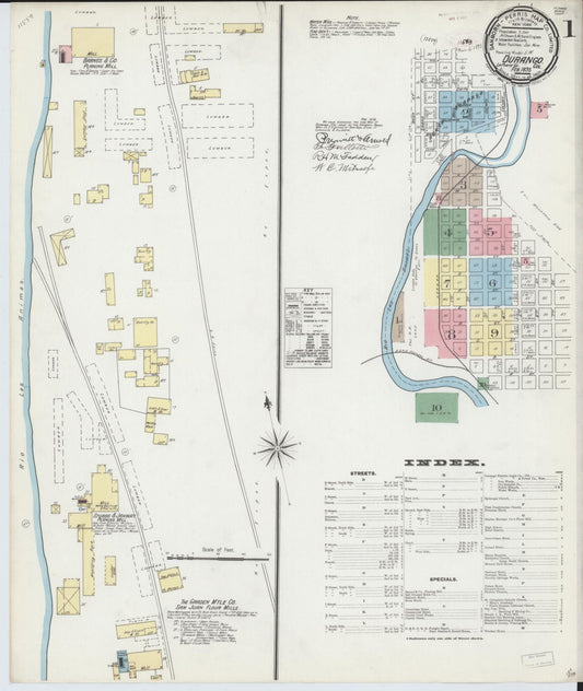 Sanborn Fire Insurance Map from Durango, La Plata County, Colorado (1893), Sheet #0001 - Complete Map Set gallery image, historic Sanborn map, vintage wall art, Colorado Colorado