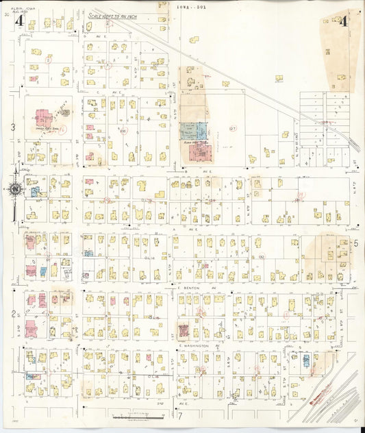 Sanborn Fire Insurance Map from Albia, Monroe County, Iowa (1947), Sheet #0004 - Historic Sanborn Fire Insurance Map Print, vintage old map wall art