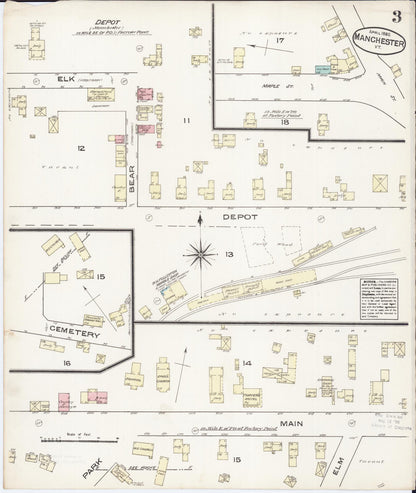 Sanborn Fire Insurance Map from Manchester, Bennington County, Vermont (1885), Sheet #0003 - Complete Map Set gallery image, historic Sanborn map, vintage wall art, Vermont Vermont
