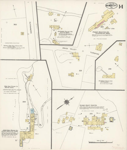 Sanborn Fire Insurance Map from Nevada City, Nevada County, California (1912), Sheet #0014 - Complete Map Set gallery image, historic Sanborn map, vintage wall art, Nevada City Nevada