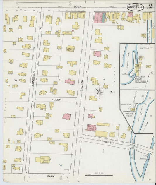Sanborn Fire Insurance Map from Moravia, Cayuga County, New York (1893), Sheet #0002 - Historic Sanborn Fire Insurance Map Print, vintage old map wall art, antique decor, genealogy gift, New York New York map