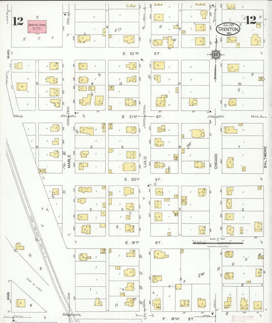 Sanborn Fire Insurance Map from Trenton, Grundy County, Missouri (1924), Sheet #0012 - Historic Sanborn Fire Insurance Map Print, vintage old map wall art, antique decor, genealogy gift, Missouri Missouri map