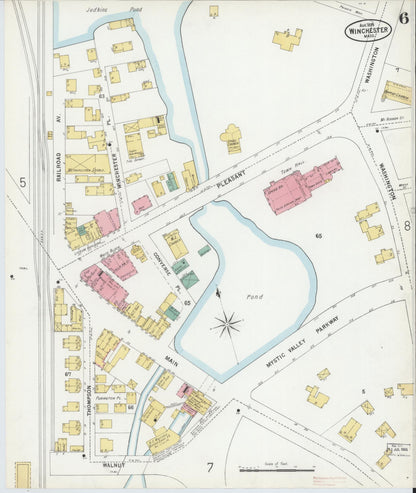 Sanborn Fire Insurance Map from Winchester, Middlesex County, Massachusetts (1899), Sheet #0006 - Historic Sanborn Fire Insurance Map Print, vintage old map wall art, antique decor, genealogy gift, Massachusetts Massachusetts map