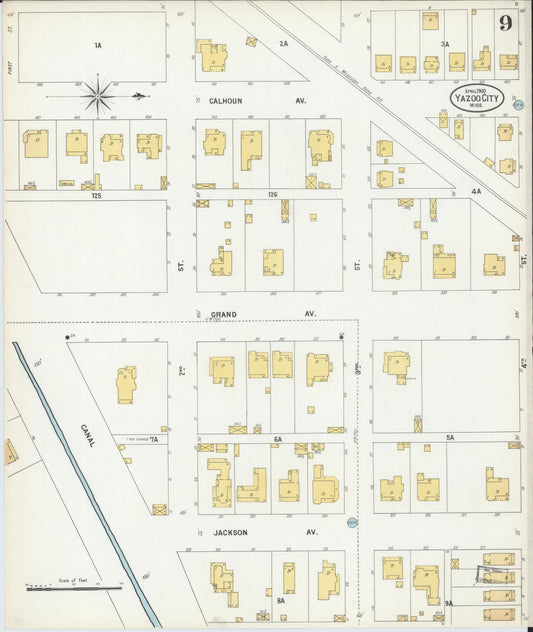 Sanborn Fire Insurance Map from Yazoo City, Yazoo County, Mississippi (1900), Sheet #0009 - Historic Sanborn Fire Insurance Map Print, vintage old map wall art, antique decor, genealogy gift, Mississippi Mississippi map