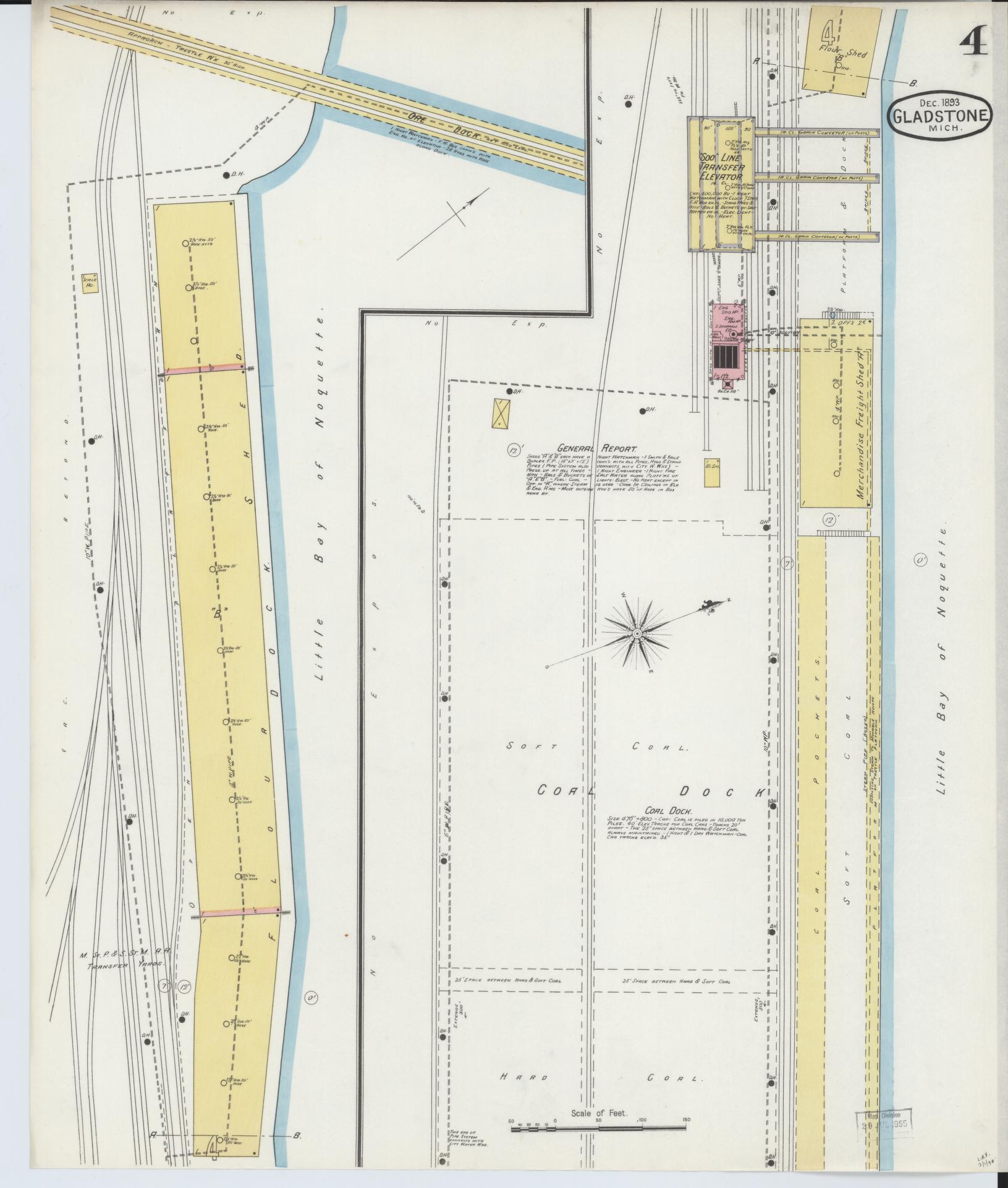 Sanborn Fire Insurance Map from Gladstone, Delta County, Michigan (1893), Sheet #0004 - Historic Sanborn Fire Insurance Map Print, vintage old map wall art, antique decor, genealogy gift, Michigan Michigan map
