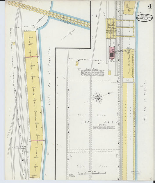 Sanborn Fire Insurance Map from Gladstone, Delta County, Michigan (1893), Sheet #0004 - Historic Sanborn Fire Insurance Map Print, vintage old map wall art, antique decor, genealogy gift, Michigan Michigan map