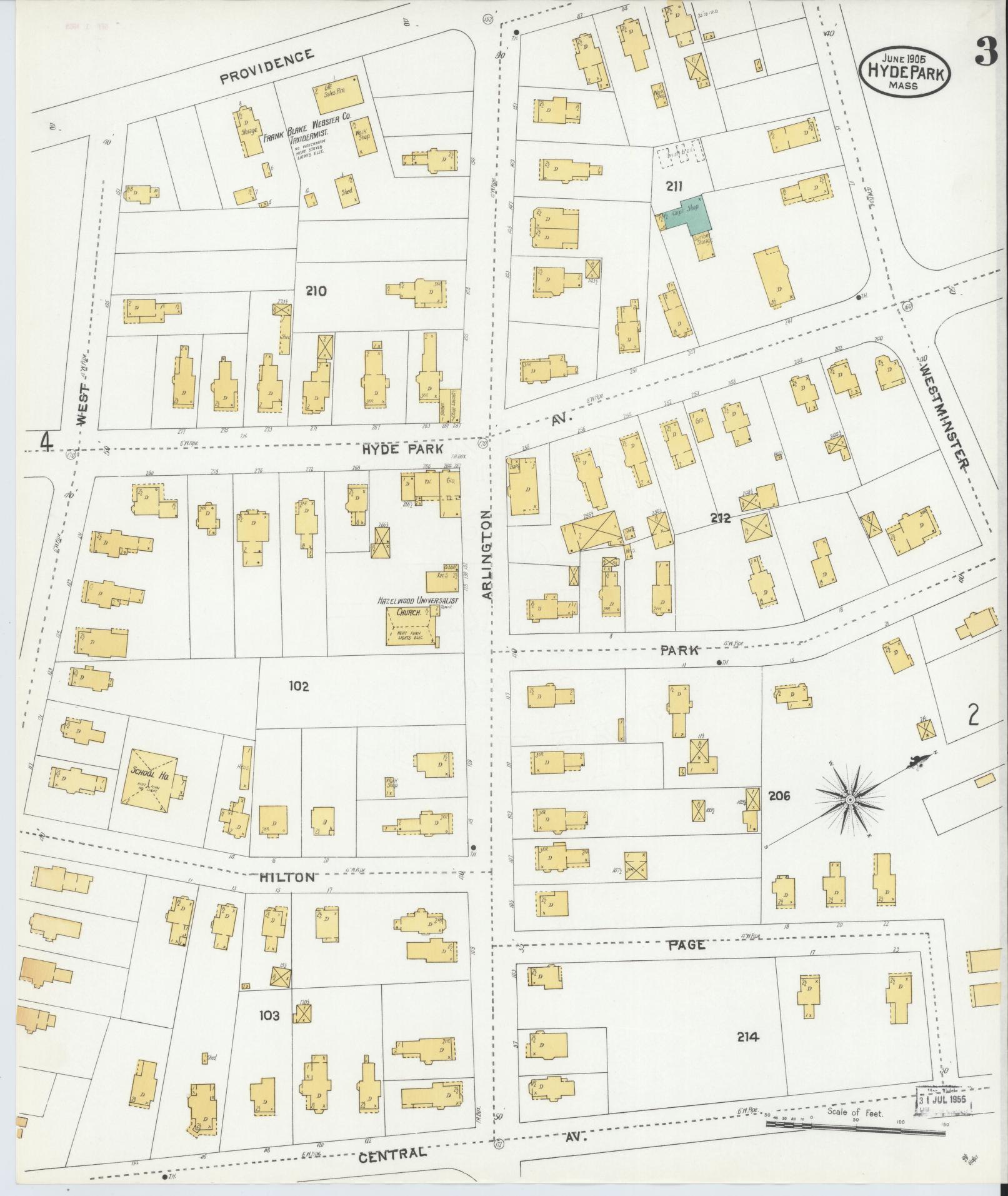 Sanborn Fire Insurance Map from Hyde Park, Norfolk County, Massachusetts (1905), Sheet #0003 - Complete Map Set gallery image, historic Sanborn map, vintage wall art, Massachusetts Massachusetts