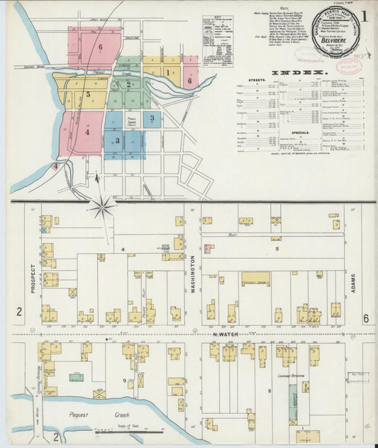 Sanborn Fire Insurance Map from Belvidere, Warren County, New Jersey (1897), Sheet #0001 - Complete Map Set gallery image, historic Sanborn map, vintage wall art, New Jersey New Jersey