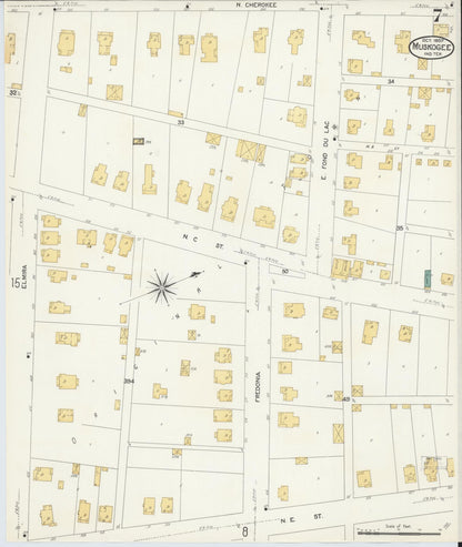 Sanborn Fire Insurance Map from Muskogee, Muskogee County, Oklahoma (1907), Sheet #0007 - Complete Map Set gallery image, historic Sanborn map, vintage wall art, Oklahoma Oklahoma