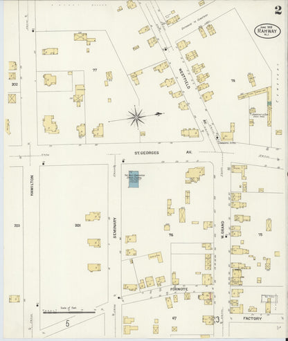 Sanborn Fire Insurance Map from Rahway, Union County, New Jersey (1908), Sheet #0002 - Complete Map Set gallery image, historic Sanborn map, vintage wall art, New Jersey New Jersey