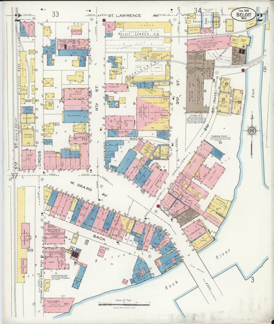 Sanborn Fire Insurance Map from Beloit, Rock County, Wisconsin (1926), Sheet #0002 - Historic Sanborn Fire Insurance Map Print, vintage old map wall art, antique decor, genealogy gift, Wisconsin Wisconsin map