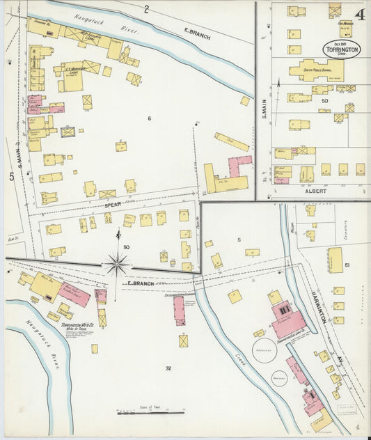 Sanborn Fire Insurance Map from Torrington, Litchfield County, Connecticut (1901), Sheet #0004 - Historic Sanborn Fire Insurance Map Print, vintage old map wall art, antique decor, genealogy gift, Connecticut Connecticut map