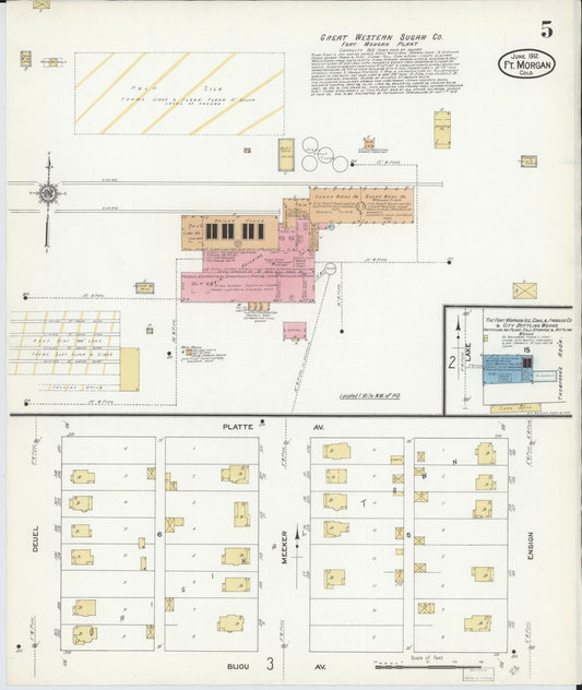Sanborn Fire Insurance Map from Fort Morgan, Morgan County, Colorado (1912), Sheet #0005 - Historic Sanborn Fire Insurance Map Print, vintage old map wall art, antique decor, genealogy gift, Colorado Colorado map