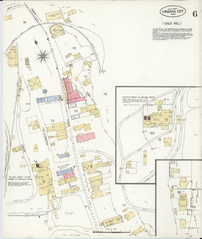 Sanborn Fire Insurance Map from Virginia City, Storey County, Nevada (1907), Sheet #0006 - Complete Map Set gallery image, historic Sanborn map, vintage wall art, Nevada Nevada