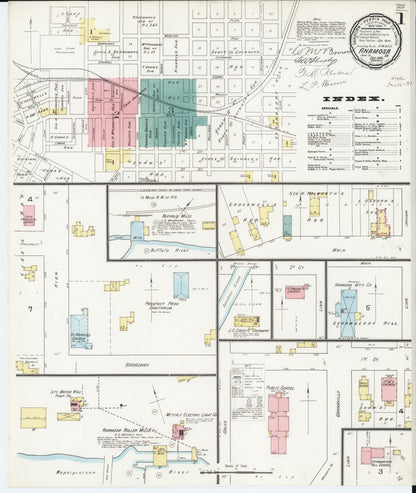 Sanborn Fire Insurance Map from Anamosa, Jones County, Iowa (1893), Sheet #0001 - Historic Sanborn Fire Insurance Map Print, vintage old map wall art