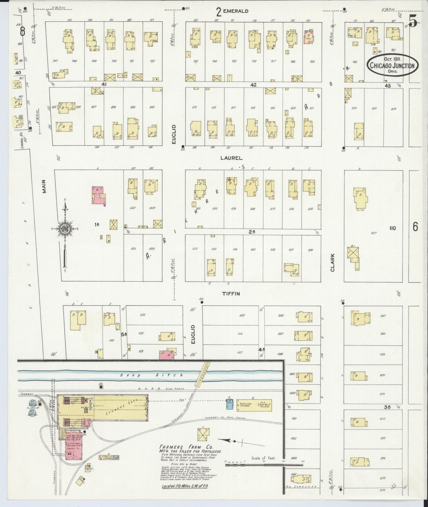 Sanborn Fire Insurance Map from Chicago Junction, Huron County, Ohio (1911), Sheet #0005 - Complete Map Set gallery image, historic Sanborn map, vintage wall art, Ohio Ohio