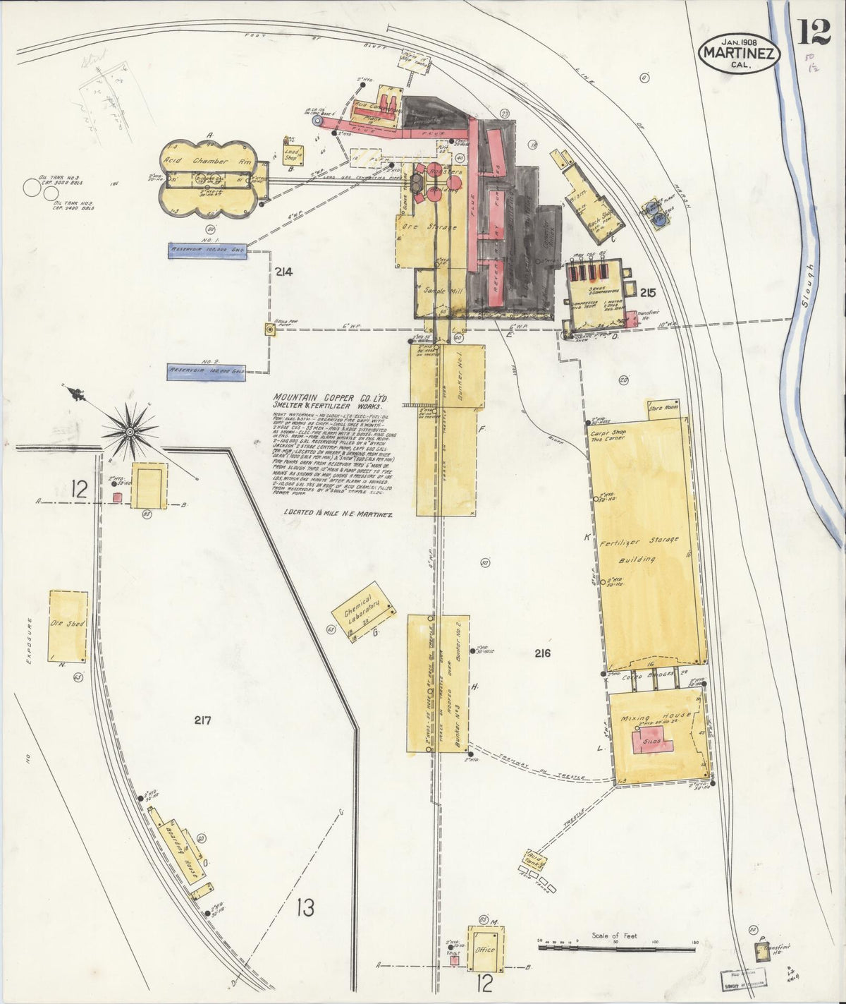Sanborn Fire Insurance Map from Martinez, Contra Costa County, California (1908), Sheet #0012 - Complete Map Set gallery image, historic Sanborn map, vintage wall art, California California