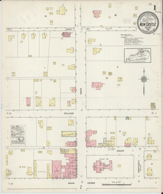 Sanborn Fire Insurance Map from New Castle, Henry County, Kentucky (1915), Sheet #0001 - Complete Map Set gallery image, historic Sanborn map, vintage wall art, Kentucky Kentucky