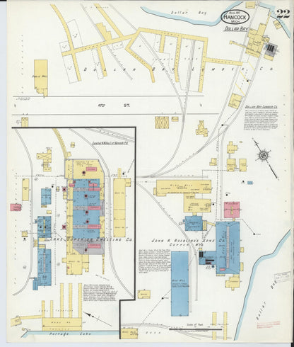 Sanborn Fire Insurance Map from Hancock, Houghton County, Michigan (1917), Sheet #0022 - Historic Sanborn Fire Insurance Map Print, vintage old map wall art, antique decor, genealogy gift, Michigan Michigan map