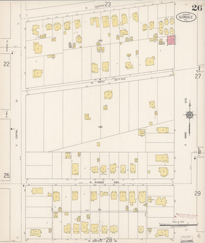 Sanborn Fire Insurance Map from Glendale, Los Angeles County, California (1919), Sheet #0026 - Complete Map Set gallery image, historic Sanborn map, vintage wall art, California California