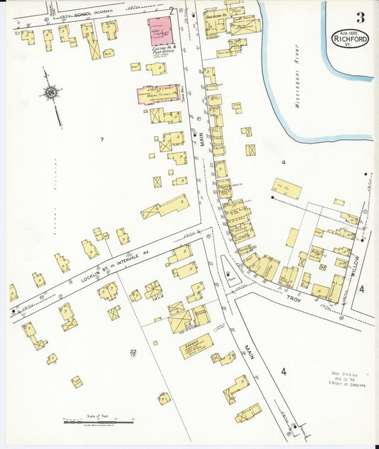 Sanborn Fire Insurance Map from Richford, Franklin County, Vermont (1920), Sheet #0003 - Historic Sanborn Fire Insurance Map Print, vintage old map wall art, antique decor, genealogy gift, Vermont Vermont map
