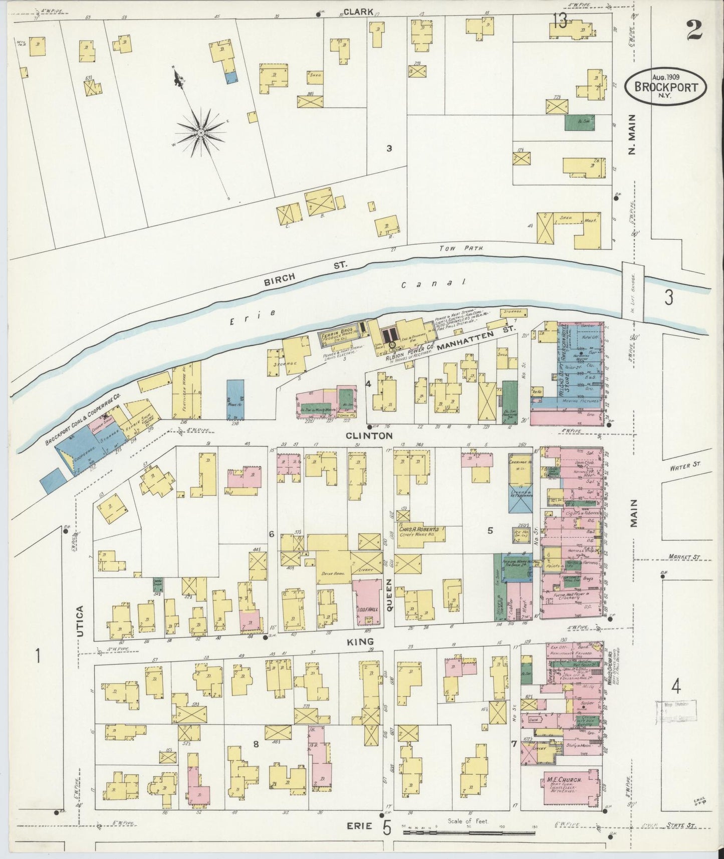 Sanborn Fire Insurance Map from Brockport, Monroe County, New York (1909), Sheet #0002 - Complete Map Set gallery image, historic Sanborn map, vintage wall art, New York New York