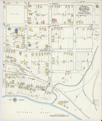 Sanborn Fire Insurance Map from Belvidere, Warren County, New Jersey (1915), Sheet #0006 - Complete Map Set gallery image, historic Sanborn map, vintage wall art, New Jersey New Jersey