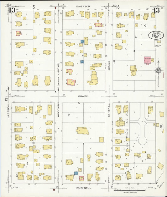 Sanborn Fire Insurance Map from Beloit, Rock County, Wisconsin (1926), Sheet #0013 - Historic Sanborn Fire Insurance Map Print, vintage old map wall art, antique decor, genealogy gift, Wisconsin Wisconsin map