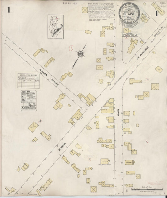 Sanborn Fire Insurance Map from Blaine, Aroostook County, Maine (1941), Sheet #0001 - Historic Sanborn Fire Insurance Map Print, vintage old map wall art, antique decor, genealogy gift, Maine Maine map