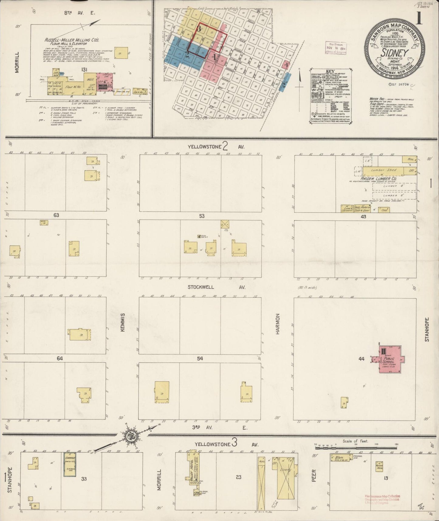 Sanborn Fire Insurance Map from Sidney, Richland County, Montana. (1914) – Historic Sanborn Fire Insurance Map Print