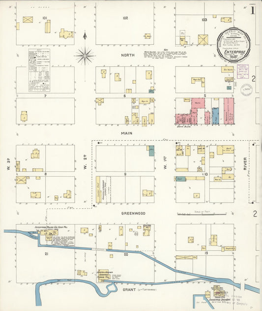 Sanborn Fire Insurance Map from Enterprise, Wallowa County, Oregon (1900), Sheet #0001 - Historic Sanborn Fire Insurance Map Print, vintage old map wall art, antique decor, genealogy gift, Oregon Oregon map