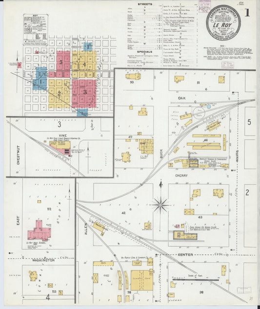 Sanborn Fire Insurance Map from Leroy, McLean County, Illinois (1906), Sheet #0001 - Historic Sanborn Fire Insurance Map Print, vintage old map wall art, antique decor, genealogy gift, Illinois Illinois map