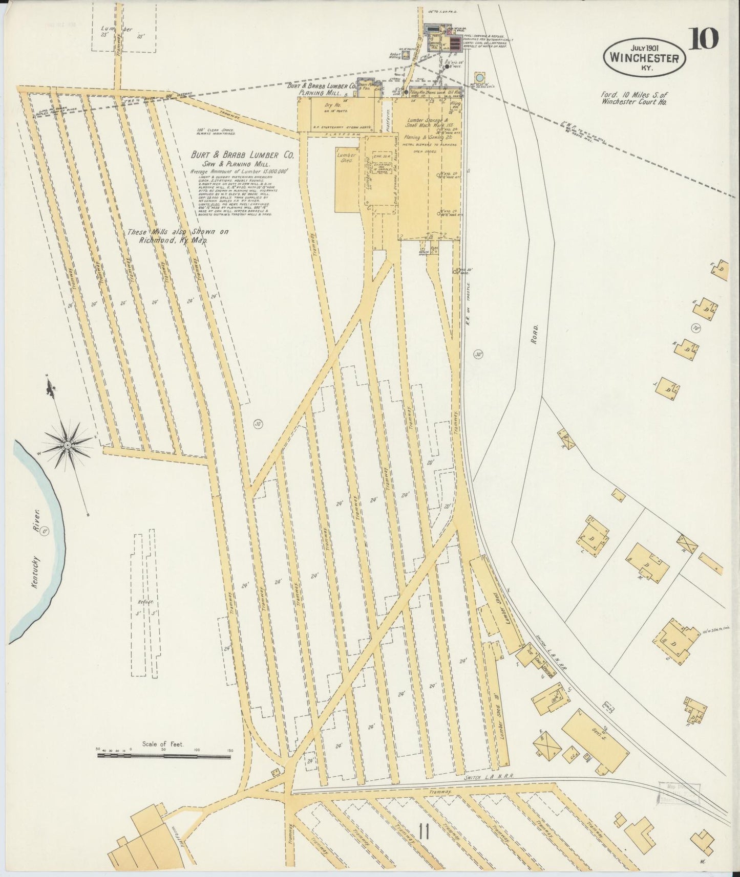 Sanborn Fire Insurance Map from Winchester, Clark County, Kentucky (1901), Sheet #0010 - Complete Map Set gallery image, historic Sanborn map, vintage wall art, Kentucky Kentucky